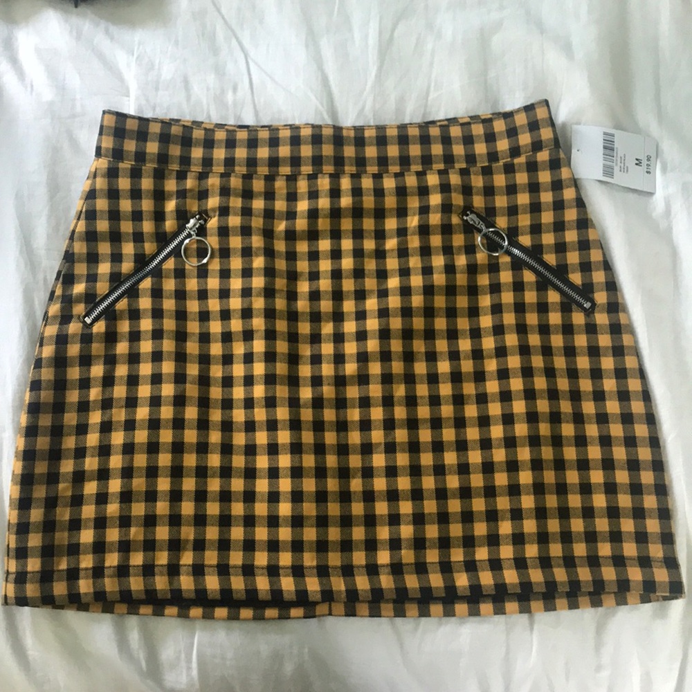 Yellow and Black plaid skirt